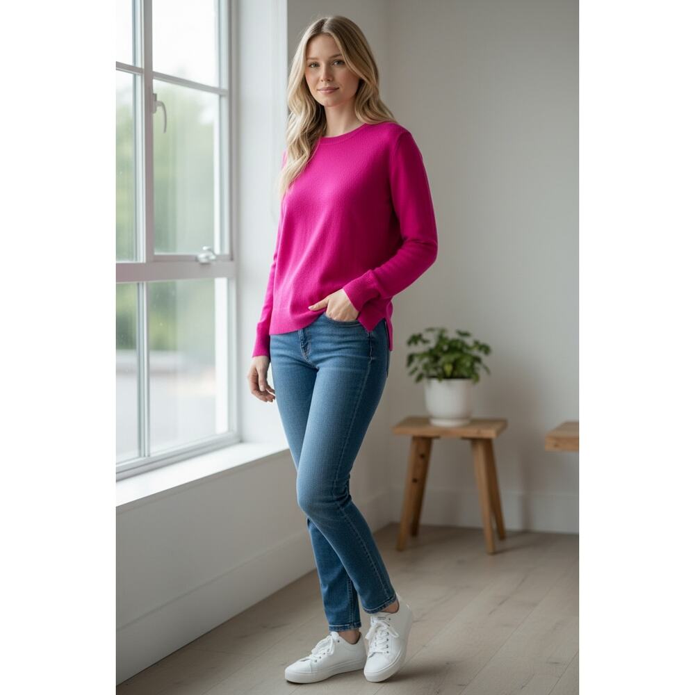 HALOGEN Cashmere Sweater Size XXS Fuchsia 100% Cashmere